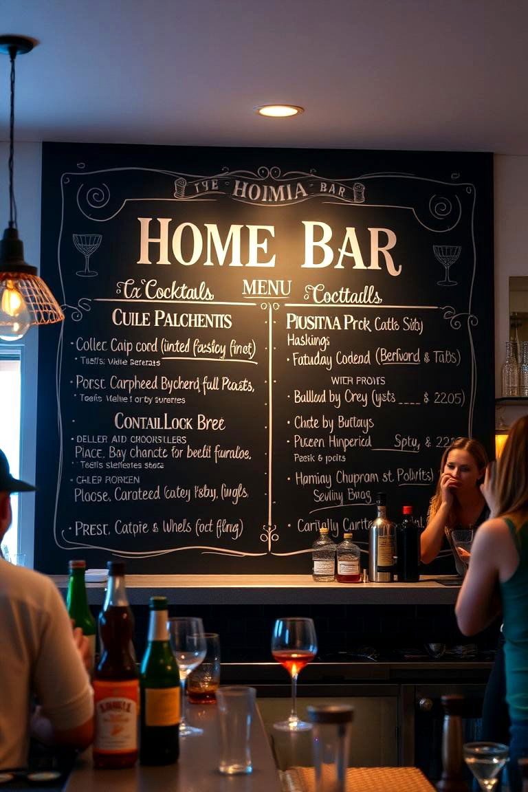 Customizable Home Bar Menu Chalkboard - 24 Chalkboard Wall Ideas
