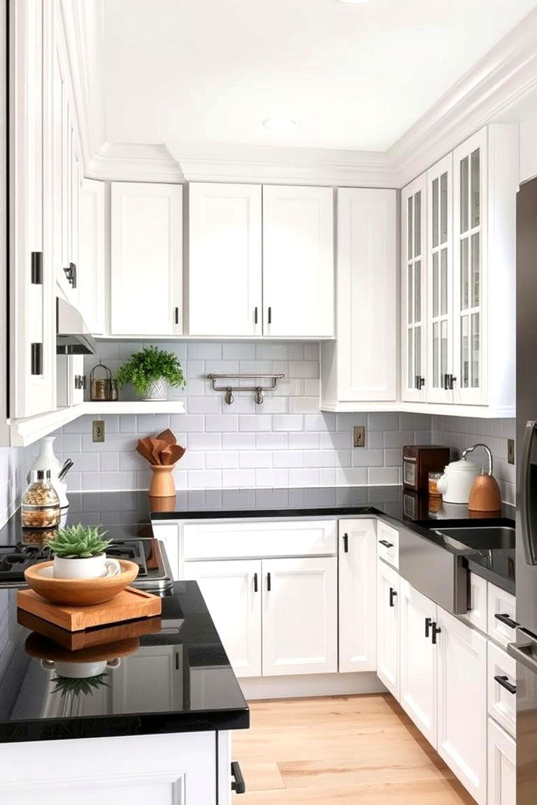 Customizable Kitchen Options - 24 Kitchen With White Cabinets and Black Countertops Ideas