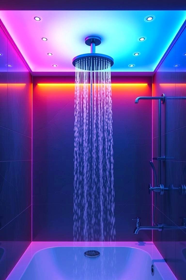 Customizable LED Mood Lighting Shower - 24 Double Shower Ideas