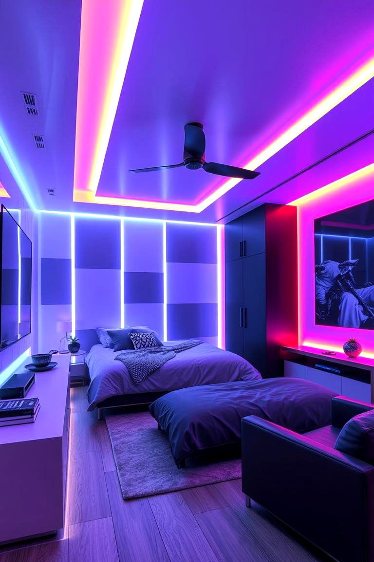 Customizable LED Retreat - 24 Man Cave Bedroom Ideas