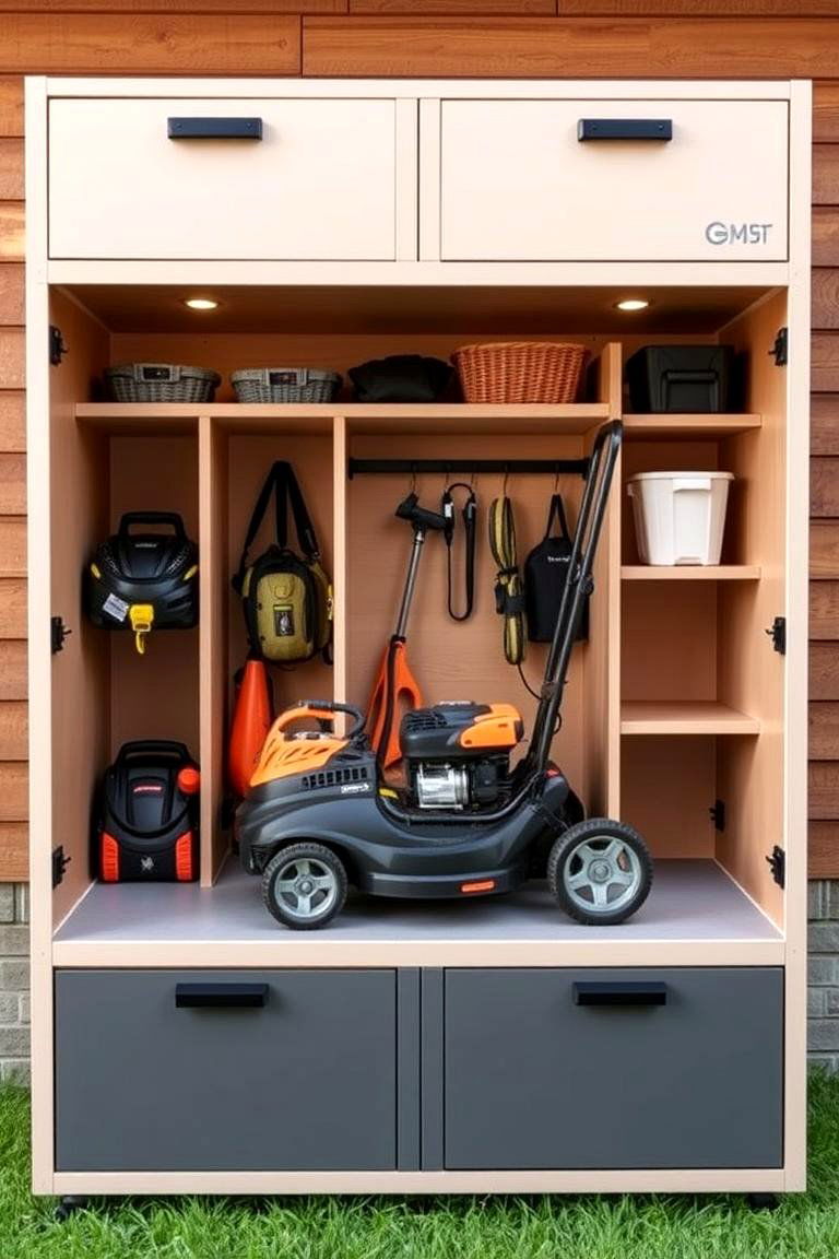 Customizable Modular Unit - 24 Lawn Mower Storage Ideas