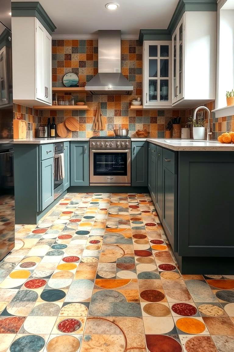 Customizable Mosaic Layout - 24 Linoleum Kitchen Flooring Ideas