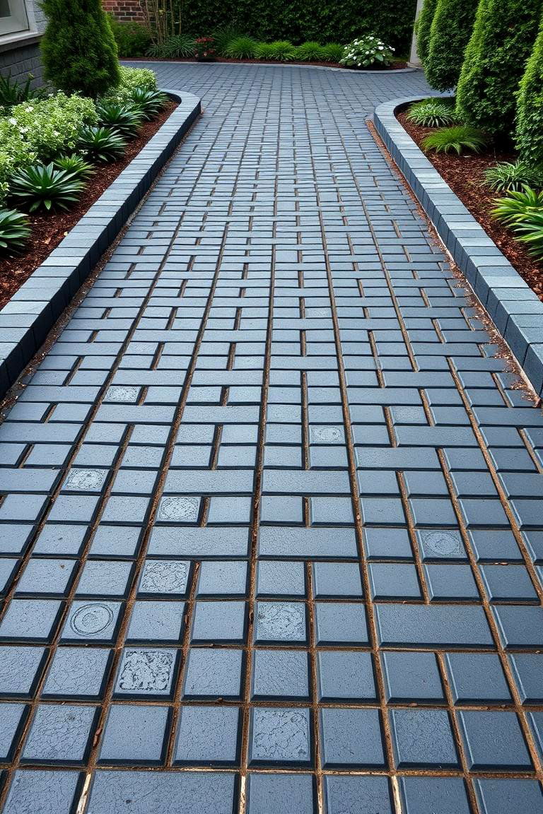 Customizable Patterned Black Brick Walkway - 24 Black Brick Walkway Ideas
