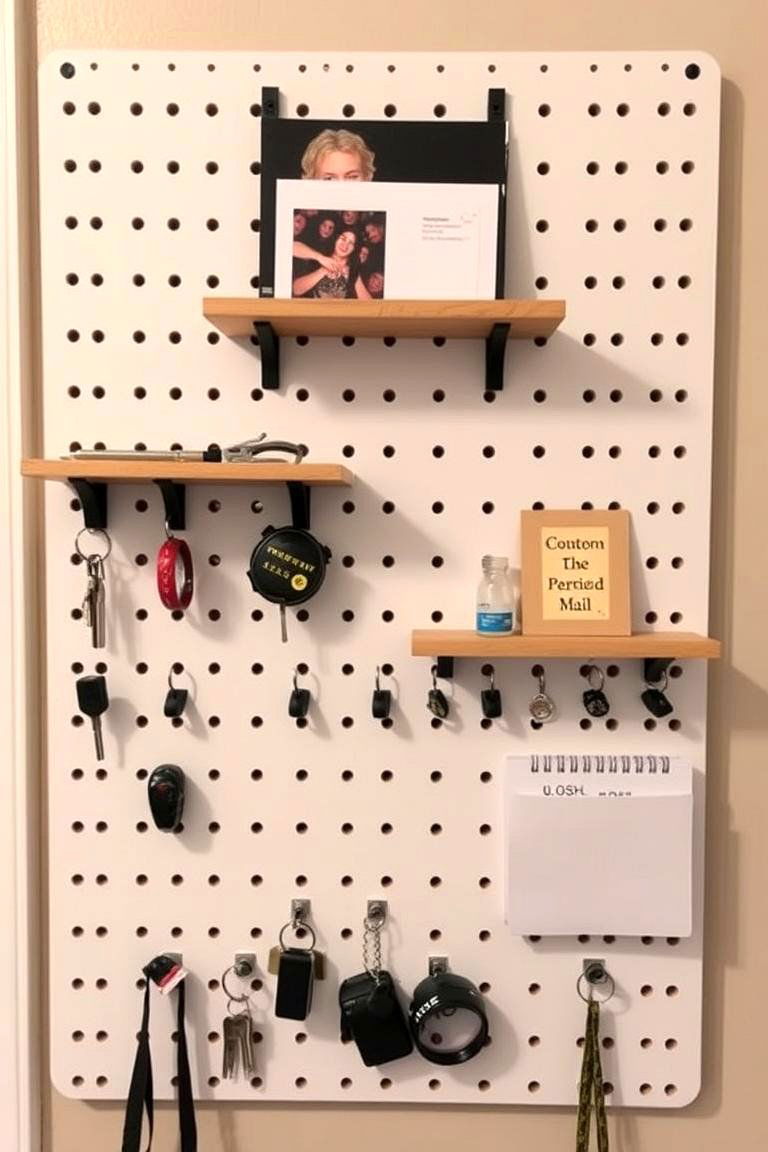 Customizable Pegboard Display - 24 Small Mudroom Ideas