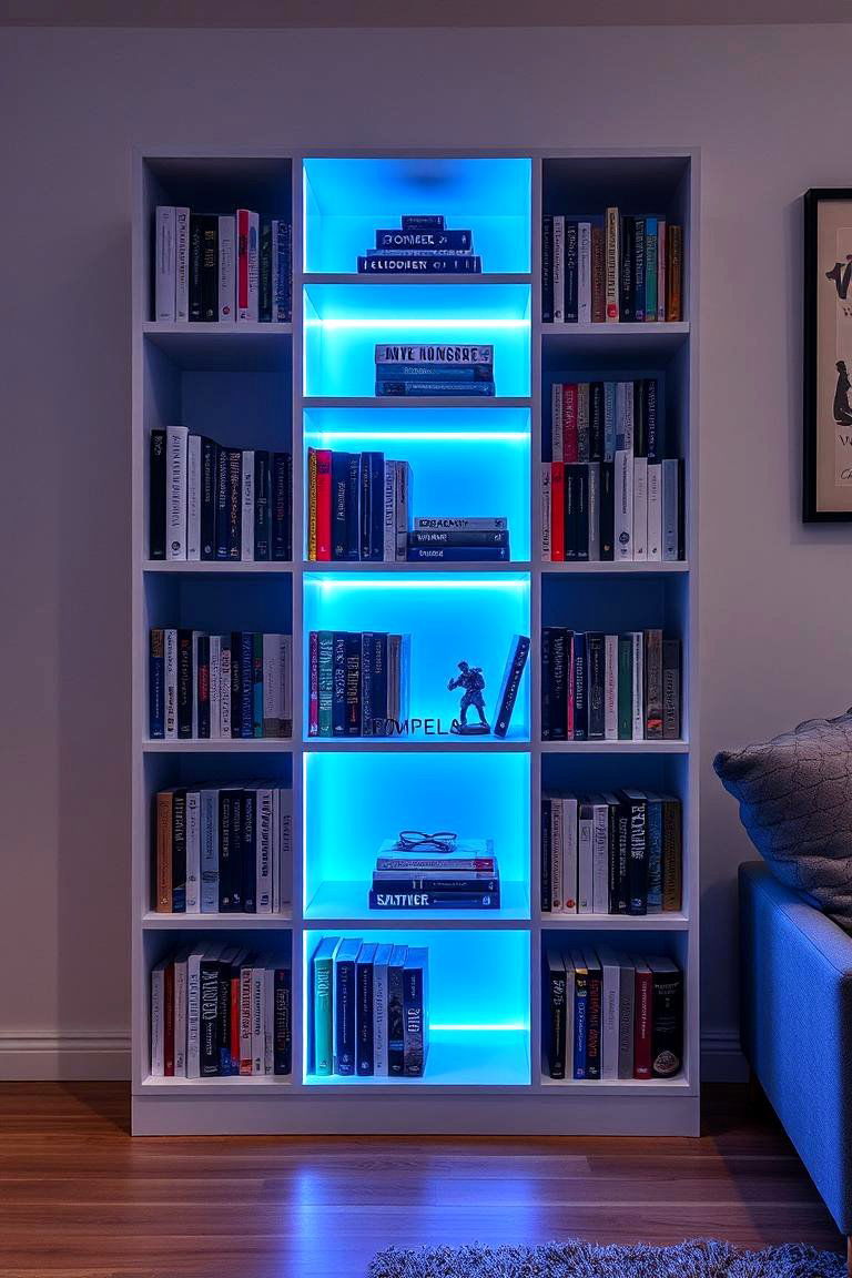 Customizable Remote Control LED Strips - 24 Bookshelf Lighting Ideas