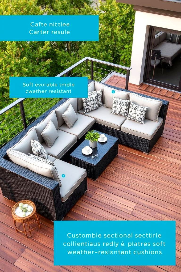 Customizable Sectional with Cushions - 24 Deck Seating Ideas