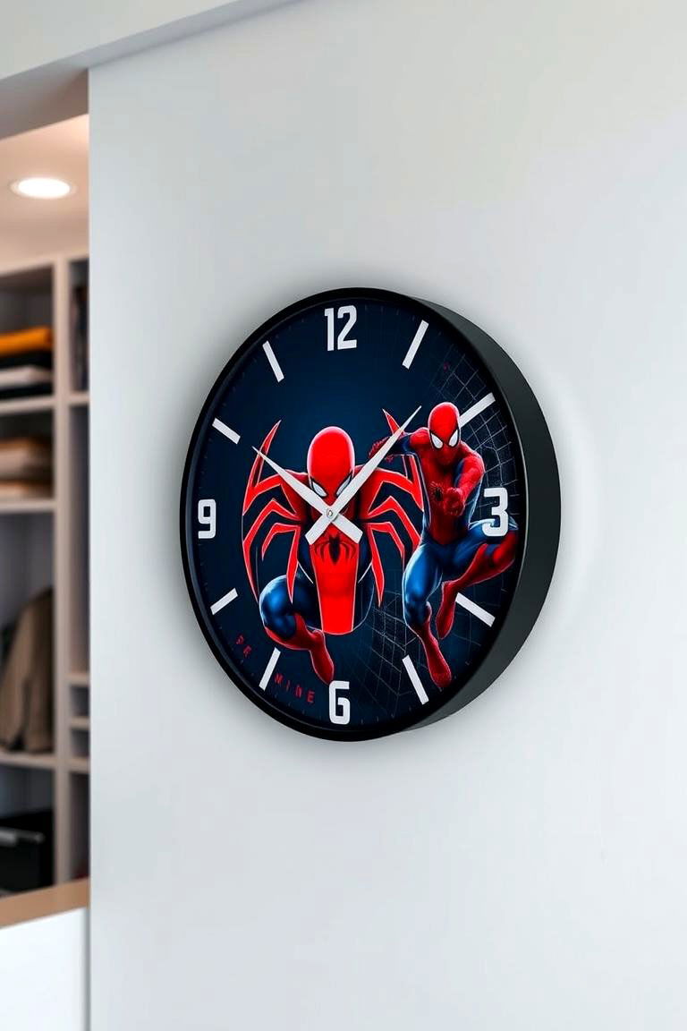 Customizable Spiderman Wall Clocks - 24 Spiderman Room Decor Ideas