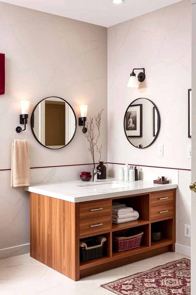 Customizable Vanity Islands - 24 Burgundy Bathroom Ideas