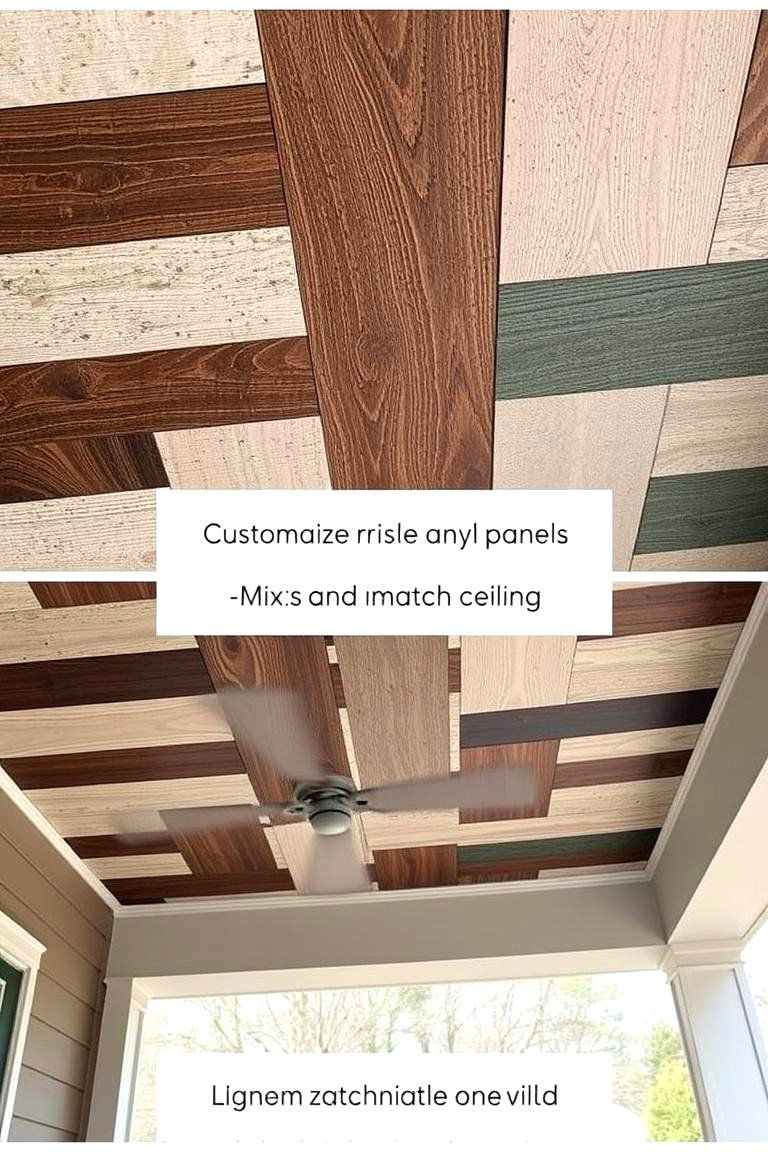 Customizable Vinyl Ceiling with Mix and Match Panels - 24 Vinyl Porch Ceiling Ideas