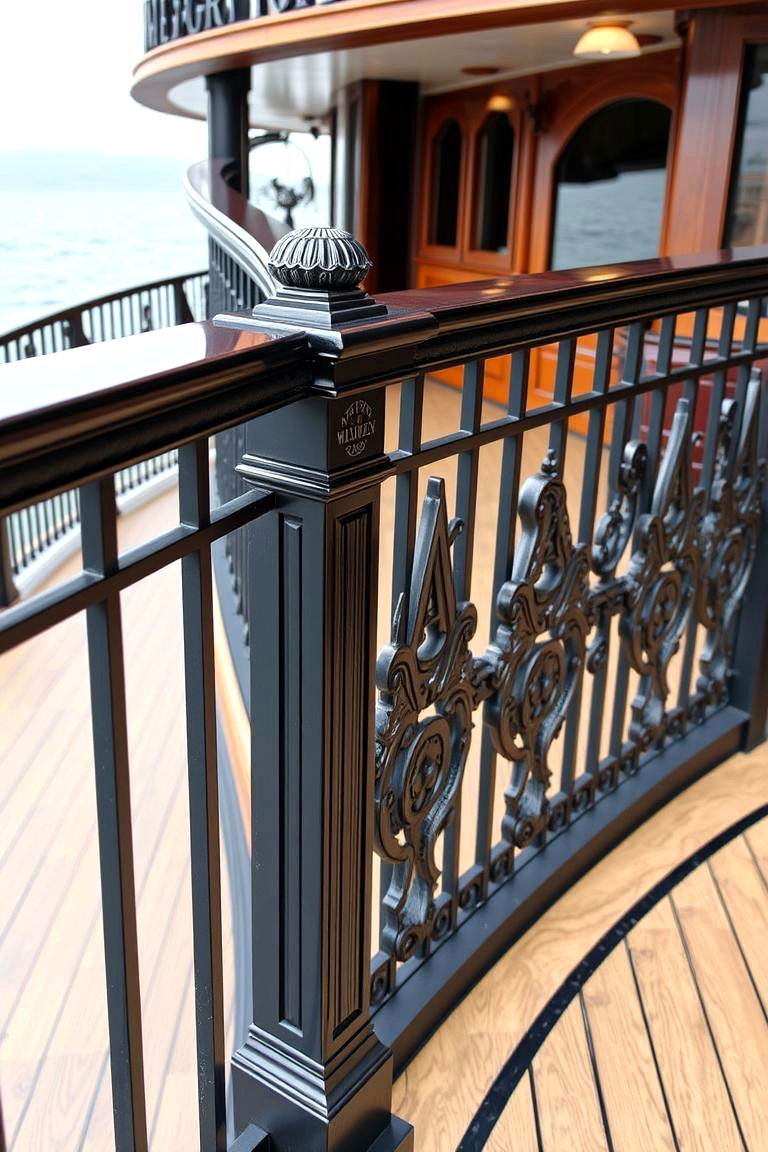 Customized Black Railing with Personalized Engravings - 24 black deck railing ideas