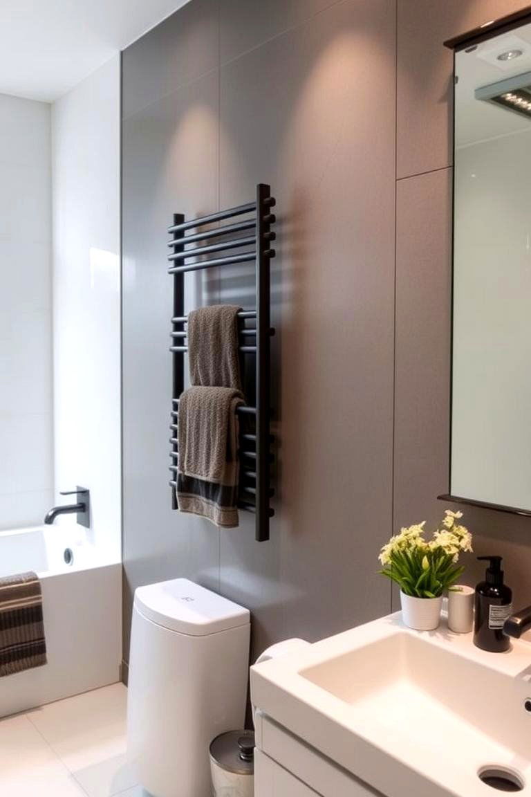 Customized Black Towel Racks - 24 Black Bathroom Ideas