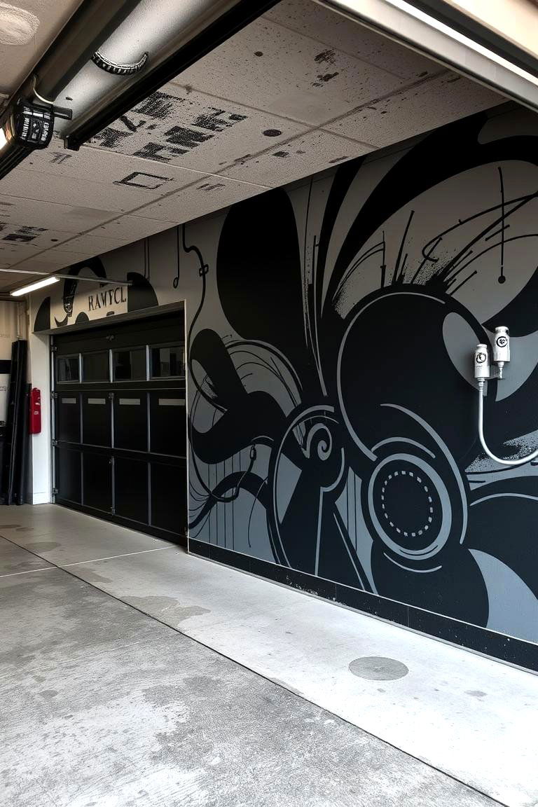 Customized Black Wall Murals - 24 Black Garage Ideas