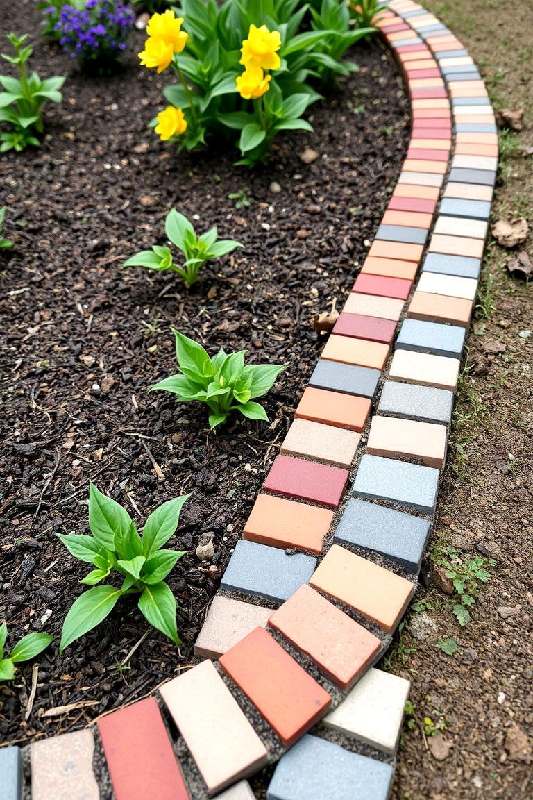 Customized Brick Mosaic Edge - 24 Brick Edging Ideas