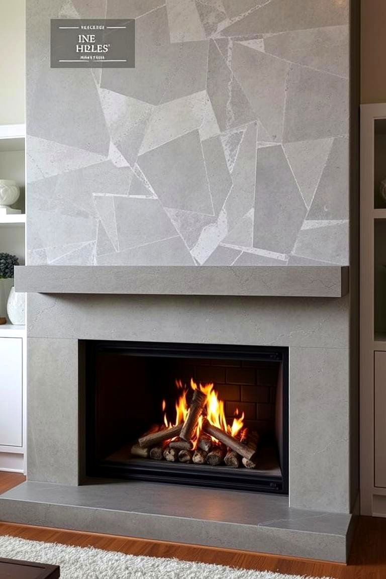 Customized Concrete Fireplace with Personalized Finishes - 24 Concrete Fireplace Ideas
