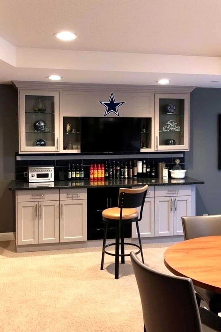 Customized Cowboys Bar Area - 24 Dallas Cowboys Man Cave Ideas