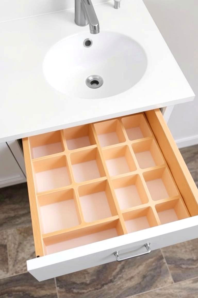 Customized Drawer Dividers - 24 Pedestal Sink Storage Ideas