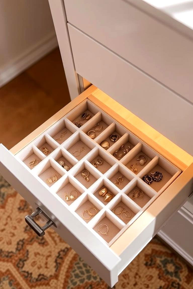 Customized Drawer Insert Organizer - 24 Earring Storage Ideas