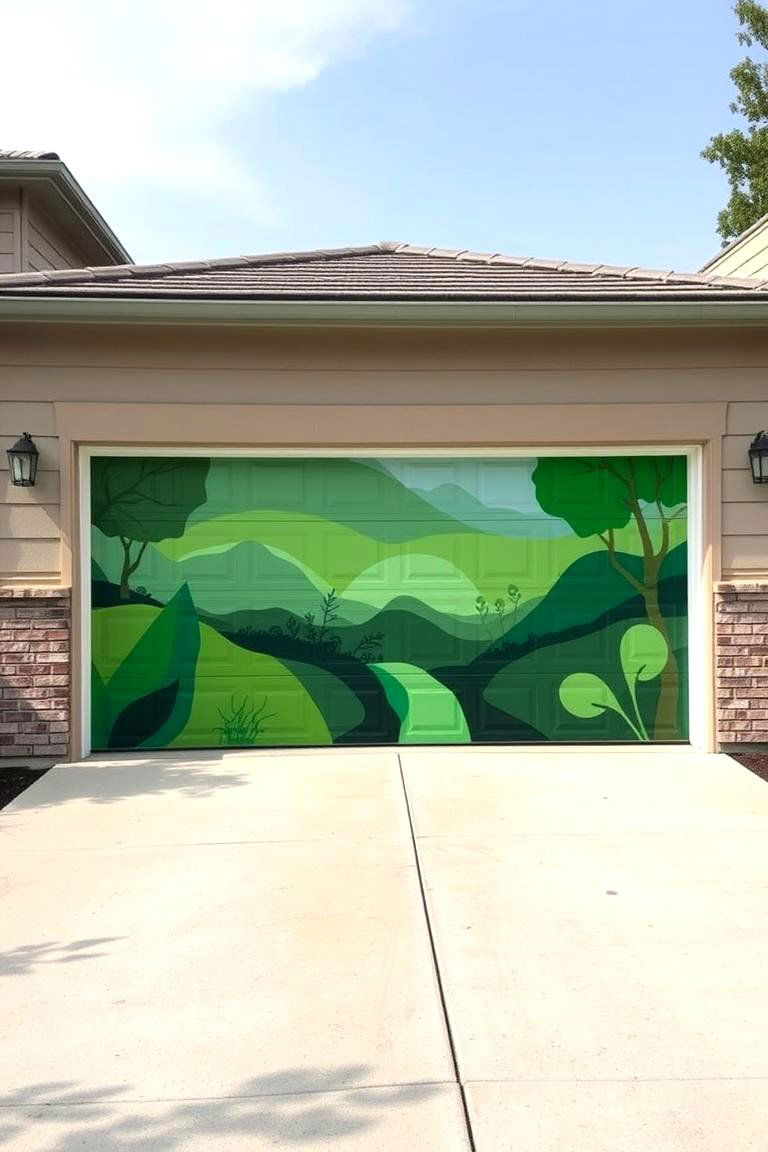 Customized Green Murals for a Personal Touch - 24 Green Garage Door Ideas