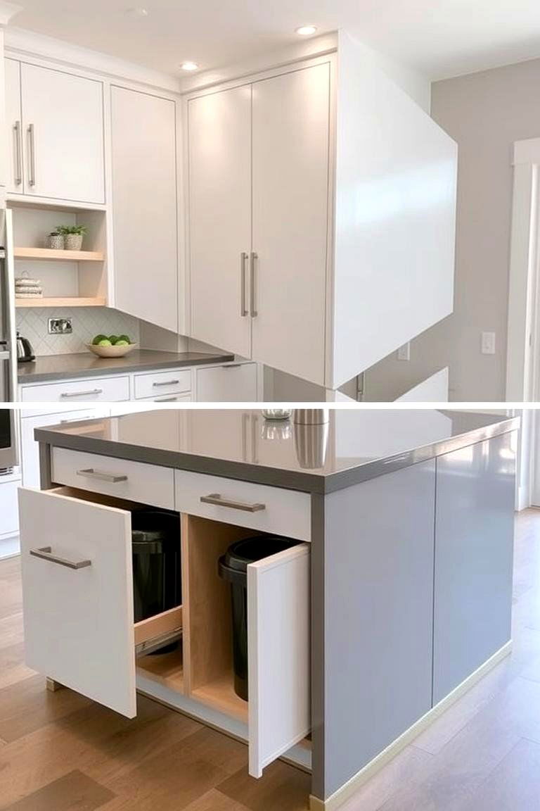 Customized Kitchen Island Storage - 24 Garbage Can Storage Ideas