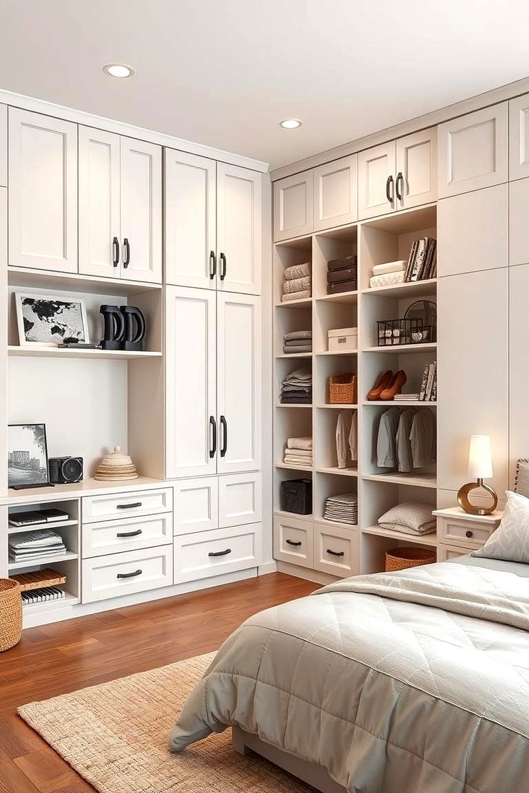 Customized Storage Solutions - 24 L-shaped Bedroom Layout Ideas