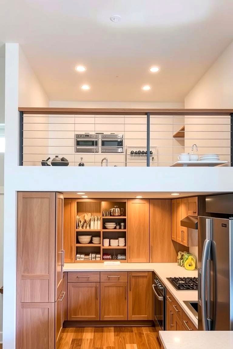 Customized Storage Solutions Under the Raised Level - 24 Split Level Kitchen Design Ideas
