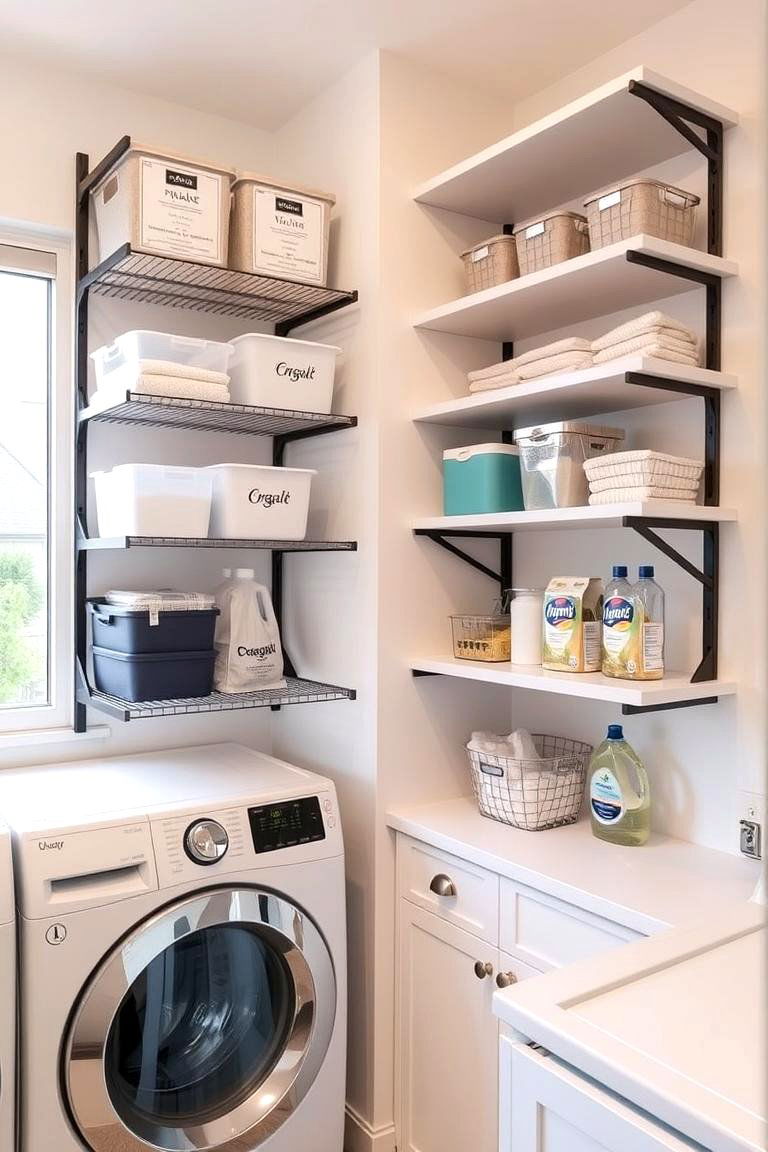 Customized Wall Mounted Racks - 24 Stackable Laundry Room Ideas