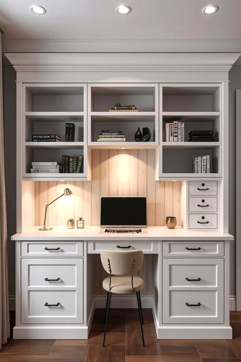Customized Workspace Built in Desk - 24 Built-in Desk Ideas