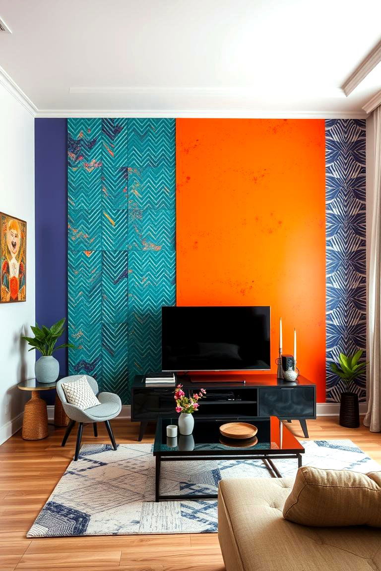 DIY Accent Walls - 24 Budget Apartment Living Room Ideas
