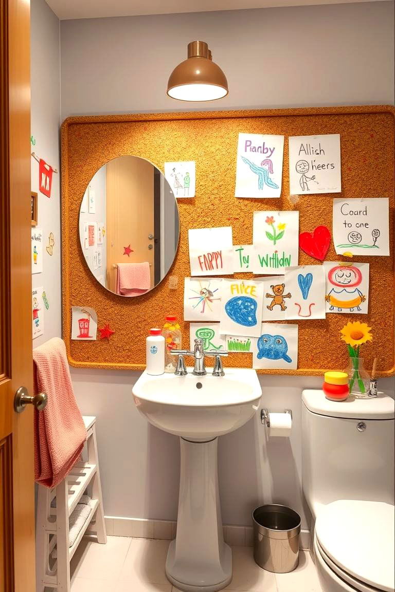 DIY Artwork Display - 24 Kids Bathroom Ideas