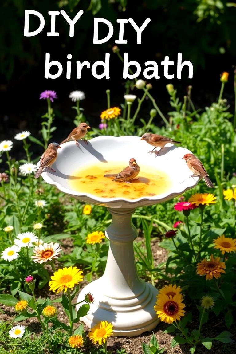 DIY Bird Bath - 24 Backyard Ideas on a Budget