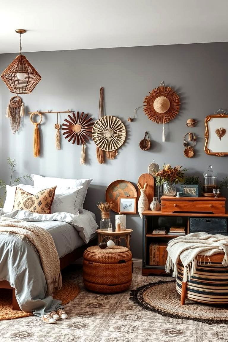 DIY Boho Touches - 24 Grey Boho Bedroom Ideas