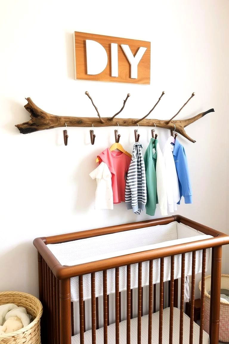 DIY Branch Coat Rack - 24 Rustic Nursery Ideas