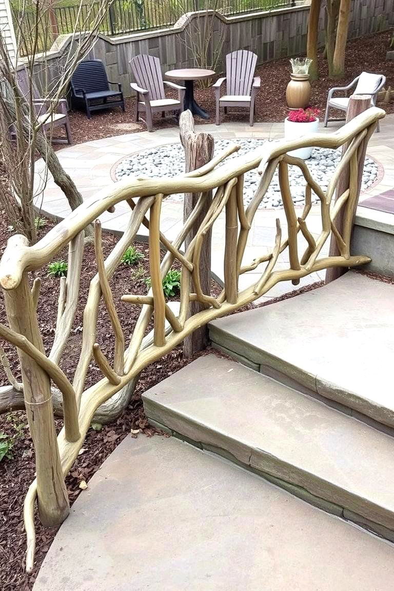 DIY Branch Railing - 24 Rustic Patio Ideas