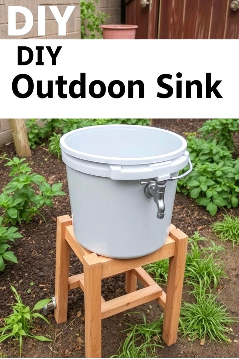 DIY Bucket Sink with Spigot - 24 outdoor sink ideas