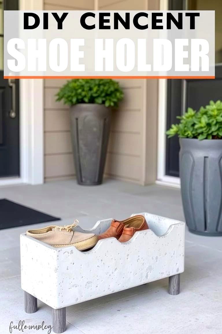 DIY Cement Shoe Holder - 24 Outdoor Shoe Storage Ideas