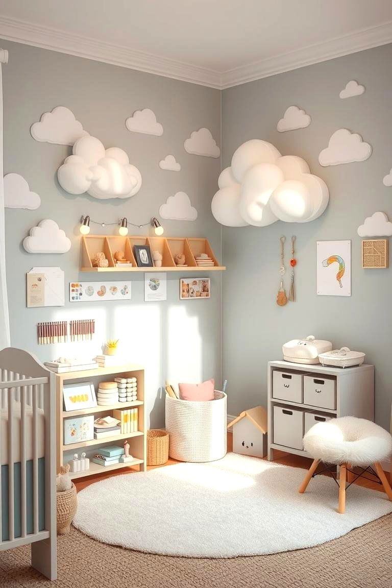 DIY Cloud Craft Corner - 24 Cloud Themed Nursery Ideas