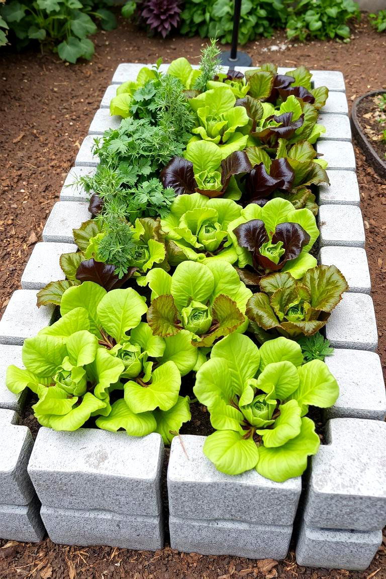 DIY Concrete Block Edging - 24 Inexpensive Raised Garden Bed Ideas