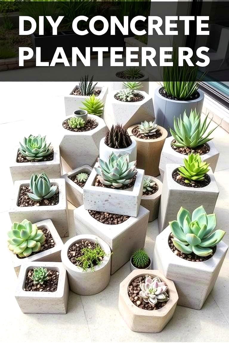 DIY Concrete Planters - 24 Outdoor Succulent Container Ideas