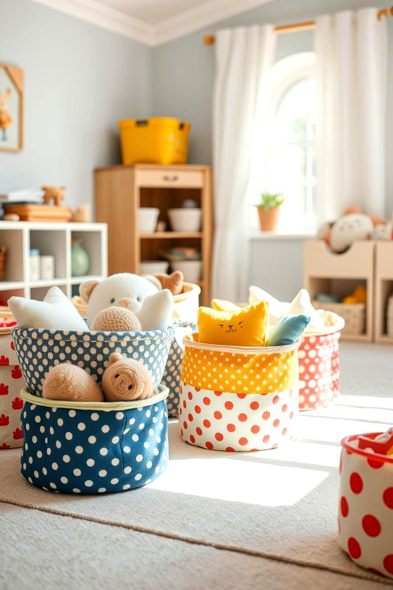 DIY Fabric Baskets for Soft and Safe Storage - 24 Playroom Storage Ideas