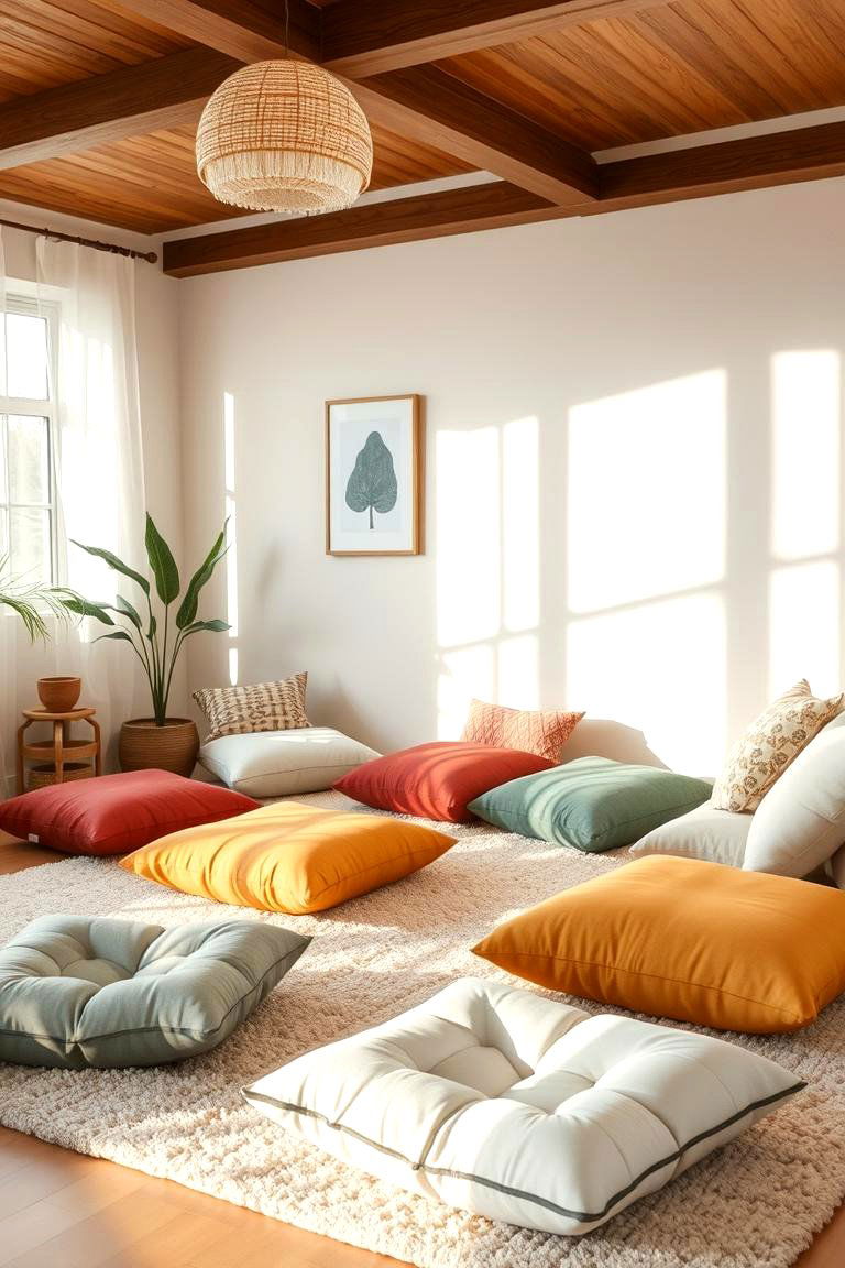 DIY Floor Cushion Seating - 24 Budget Apartment Living Room Ideas