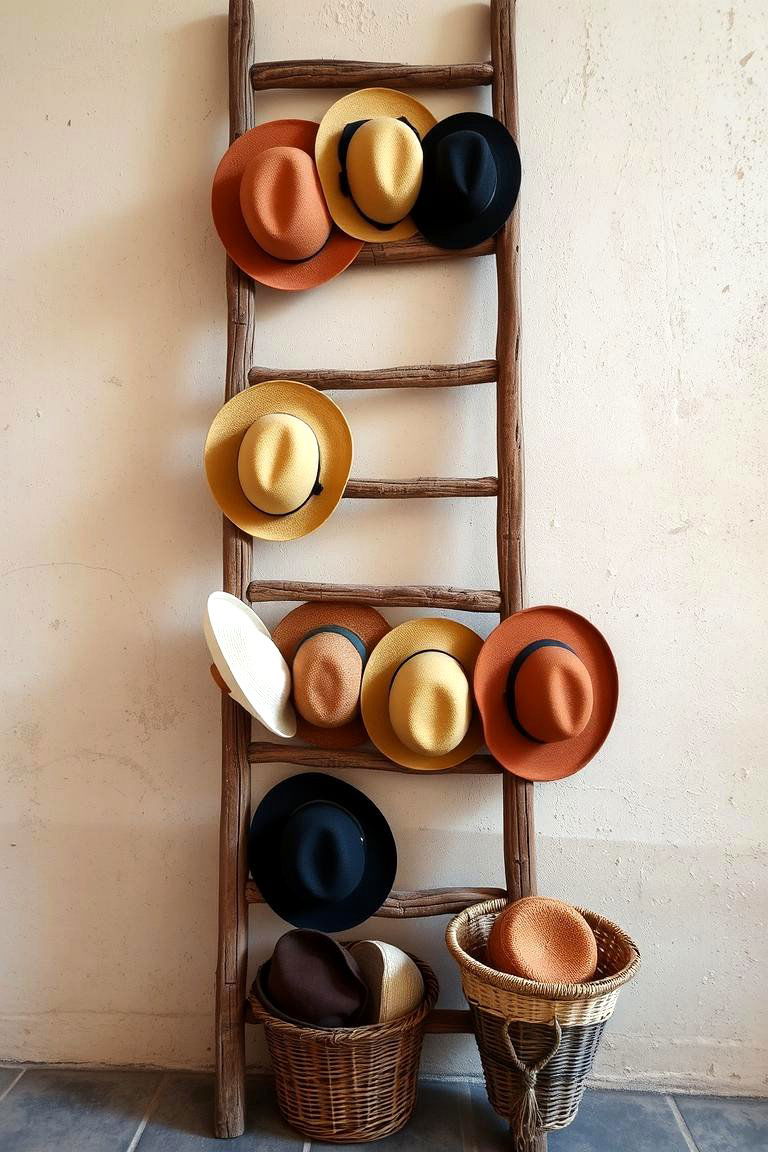 DIY Hat Storage Ladder - 24 Hat Storage Ideas