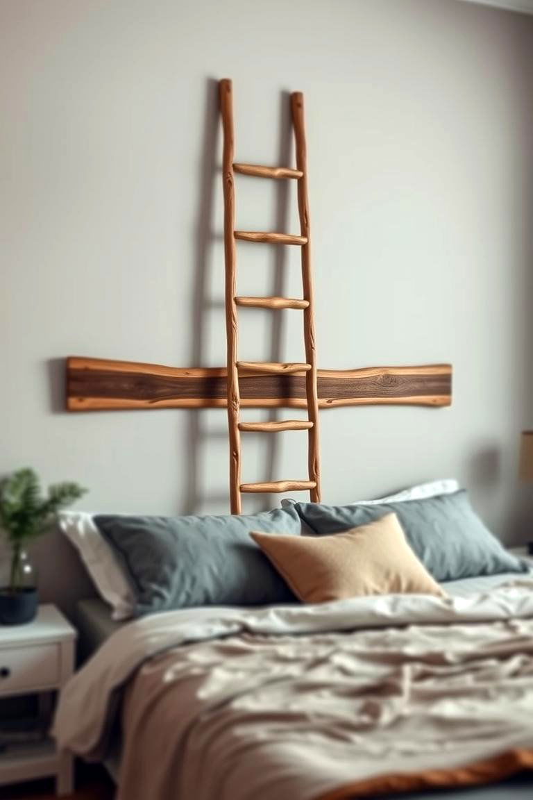 DIY Headboard Ladder - 24 Ladder Storage Ideas