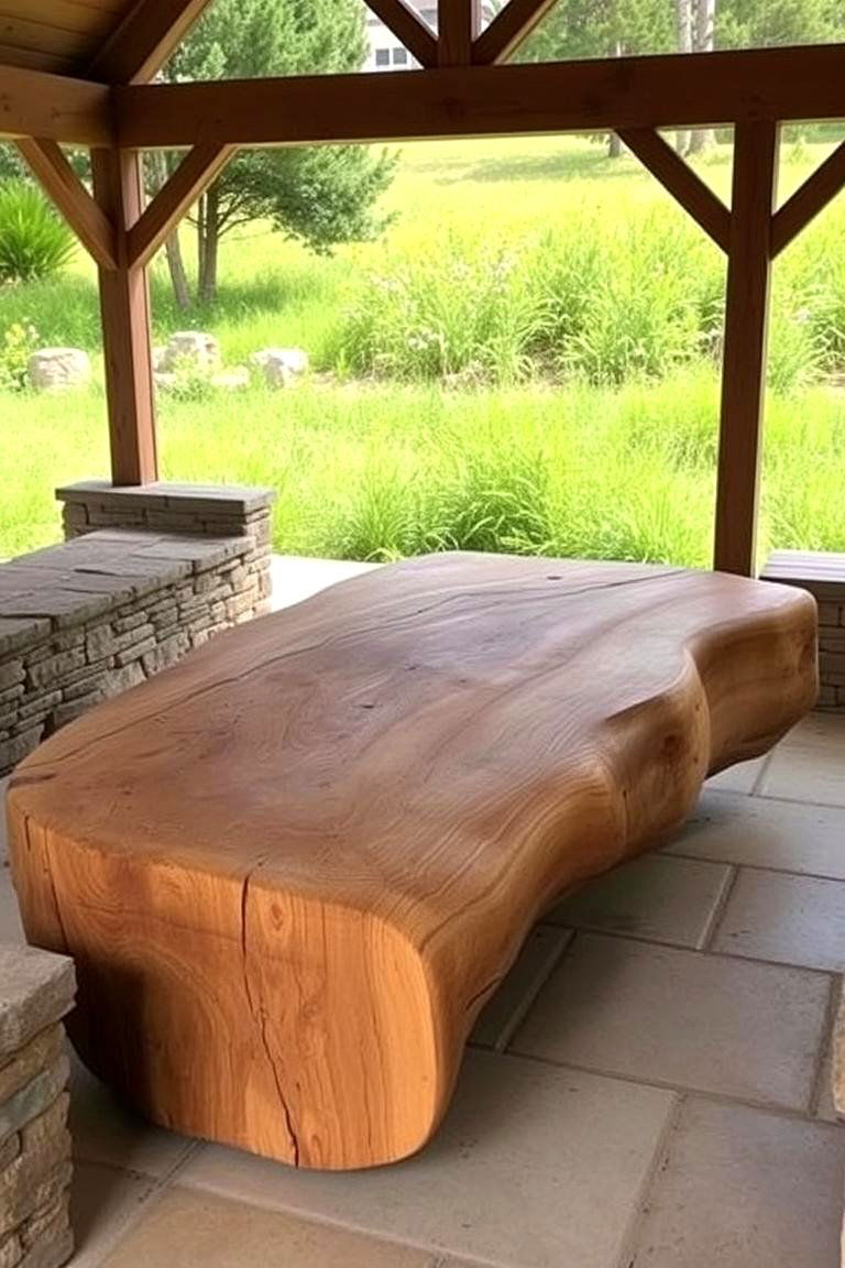 DIY Log Coffee Table - 24 Rustic Patio Ideas