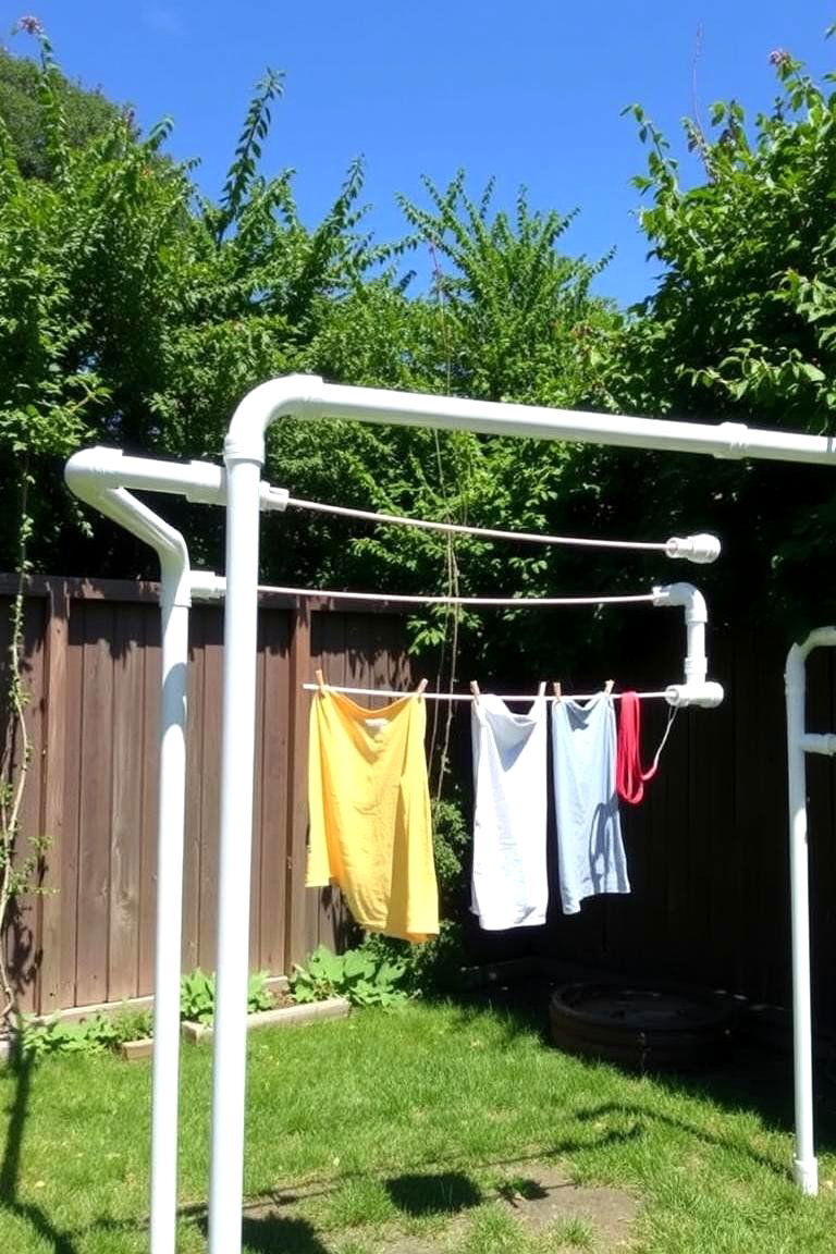 DIY PVC Pipe Clothesline - 24 Outdoor Clothesline Ideas