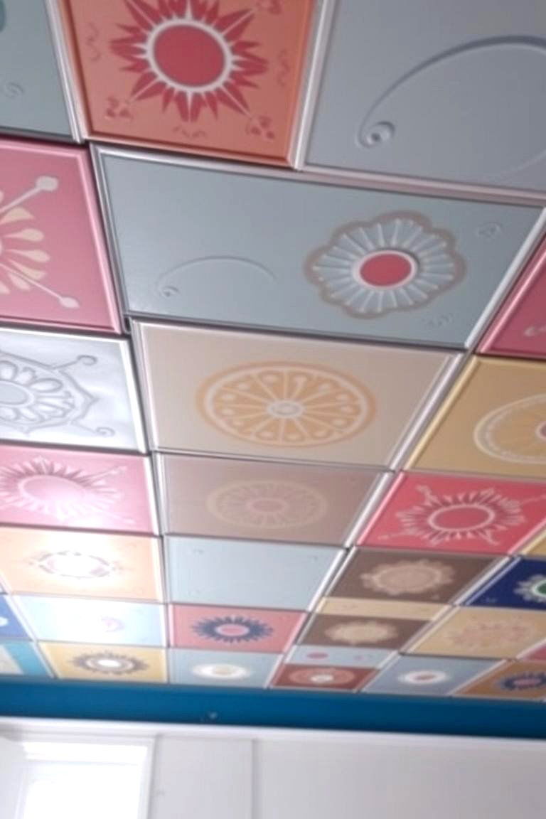 DIY Painted Ceiling Tiles - 24 Basement Drop Ceiling Ideas
