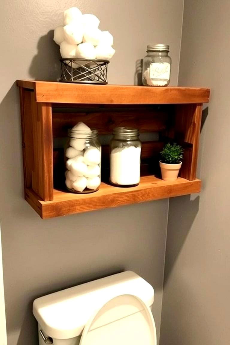 DIY Pallet Shelf - 24 Over Toilet Storage Ideas