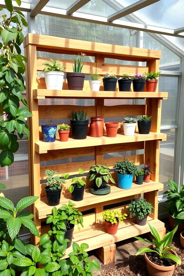 DIY Pallet Shelves - 24 Greenhouse Decor Ideas