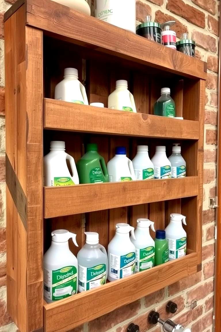 DIY Pallet Wall Storage for an Eco Friendly Look - 24 Laundry Detergent Storage Ideas