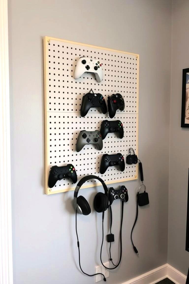 DIY Pegboard Game Organizer - 24 Small Game Room Ideas