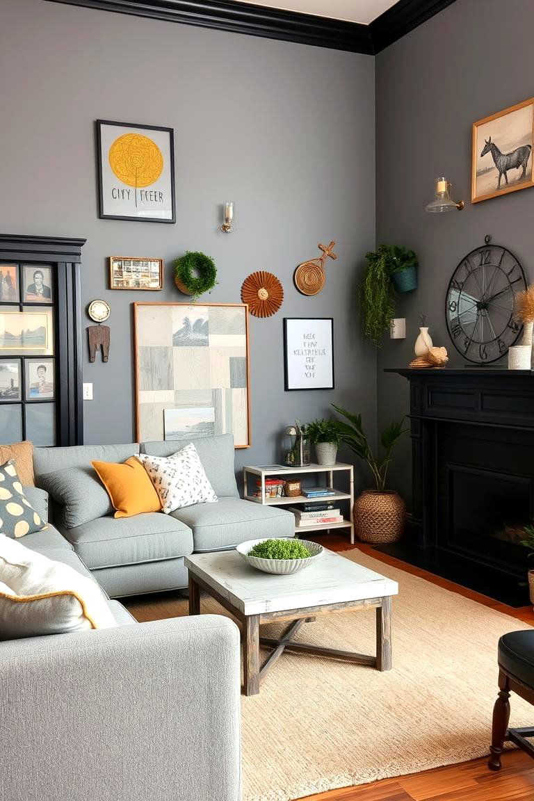 DIY Personalization Projects - 24 Living Room With Grey Walls and Black Trim
